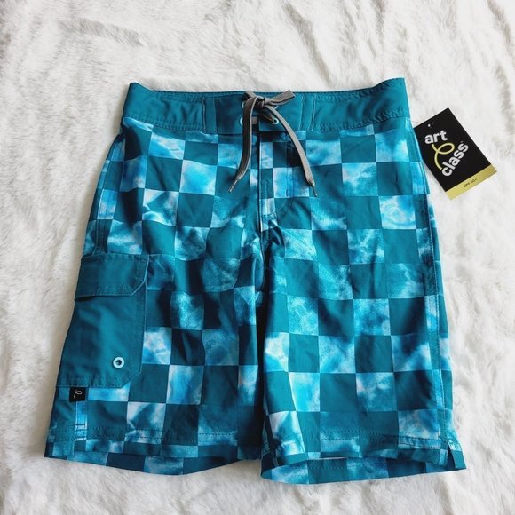 Cat & Jack, Boys' Check Swim Shorts, 3KIDQ-i - Picture 2 of 4